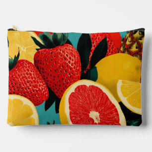 Pop Art Fruit Collage Illustration Accessory Pouch