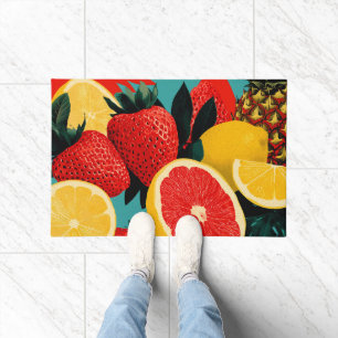 Pop Art Fruit Collage Illustration Doormat