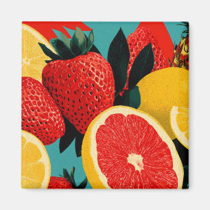 Pop Art Fruit Collage Illustration Magnet
