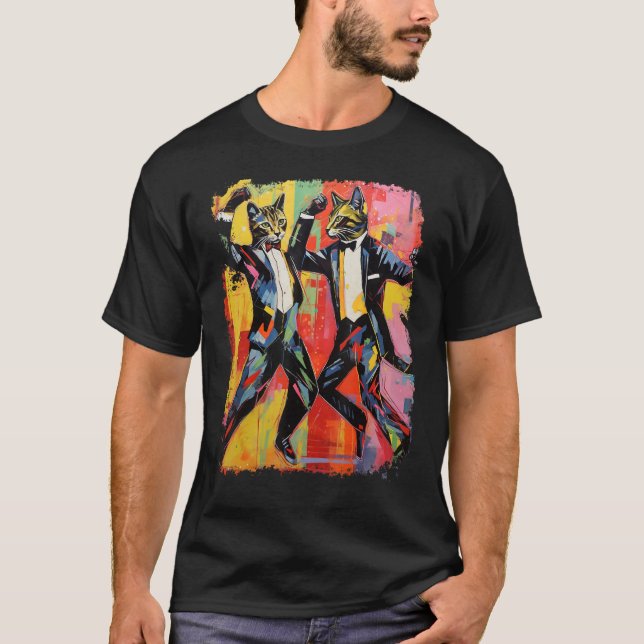Pop Art Funny Cat Dancing Meme T-Shirt (Front)