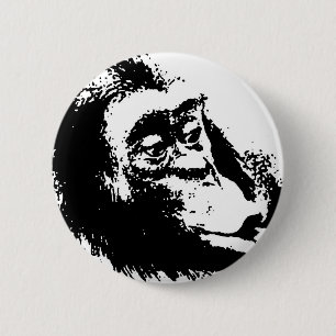 Pop Art Funny Chimpanzee 6 Cm Round Badge