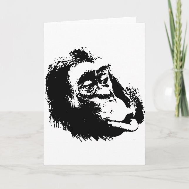 Pop Art Funny Chimpanzee Card (Front)