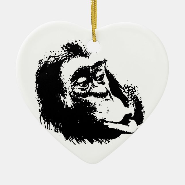 Pop Art Funny Chimpanzee Ceramic Ornament (Front)