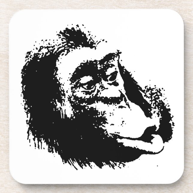 Pop Art Funny Chimpanzee Coaster (Front)