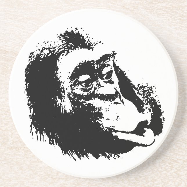 Pop Art Funny Chimpanzee Coaster (Front)