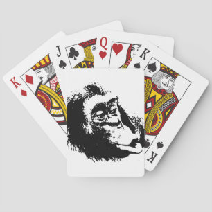 Pop Art Funny Chimpanzee Playing Cards