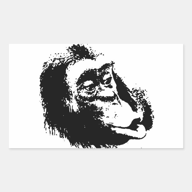 Pop Art Funny Chimpanzee Rectangular Sticker (Front)