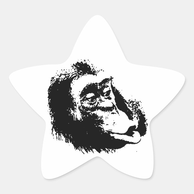 Pop Art Funny Chimpanzee Star Sticker (Front)