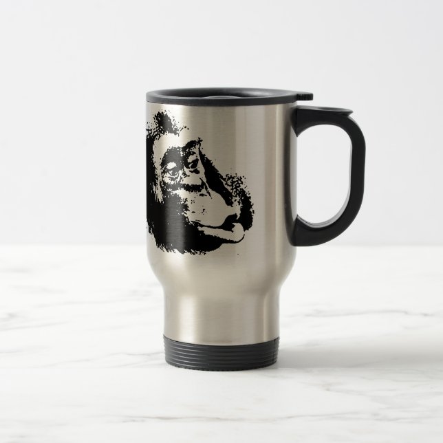 Pop Art Funny Chimpanzee Travel Mug (Right)