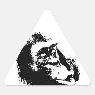 Pop Art Funny Chimpanzee Triangle Sticker