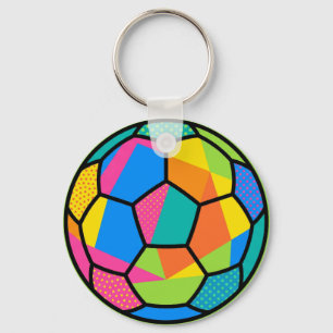 Pop Art Geometric Soccer Ball Art Key Ring