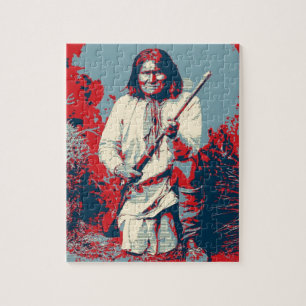 Pop Art Geronimo Indian Legendary Chief Jigsaw Puzzle