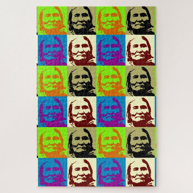 Pop Art Geronimo Indian Legendary Chief Jigsaw Puzzle (Vertical)