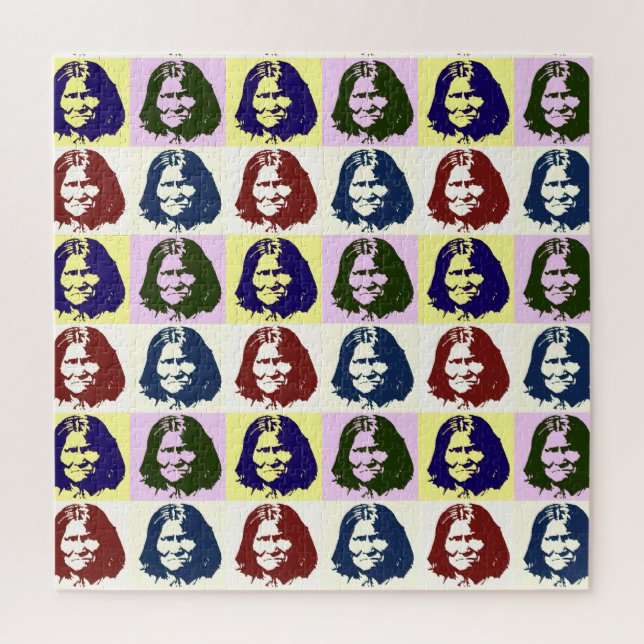 Pop Art Geronimo Indian Legendary Chief Jigsaw Puzzle (Vertical)