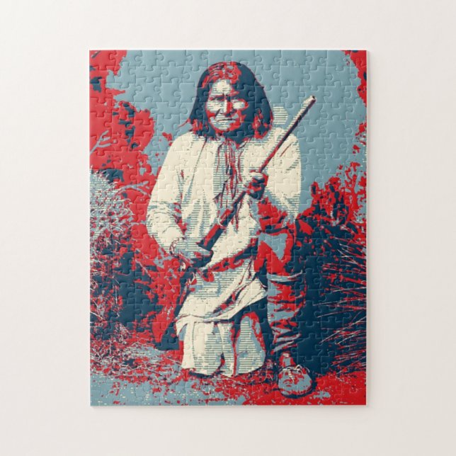 Pop Art Geronimo Indian Legendary Chief Jigsaw Puzzle (Vertical)