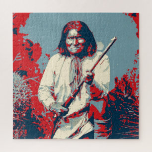 Pop Art Geronimo Indian Legendary Chief Jigsaw Puzzle