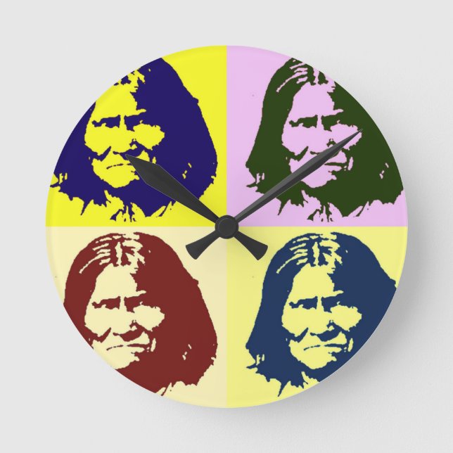 Pop Art Geronimo Round Clock (Front)