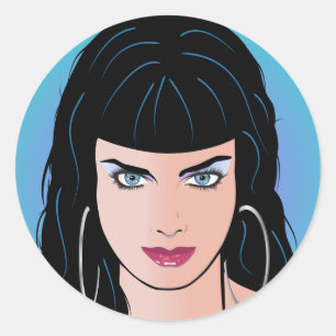 Pop Art Girl - Alicia Classic Round Sticker