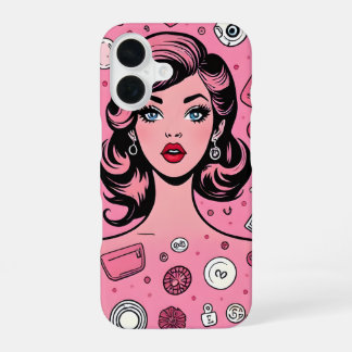 Pop art girl case pink case design