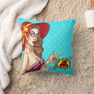 Pop Art Girl Illustration Decorative Thro Pillow