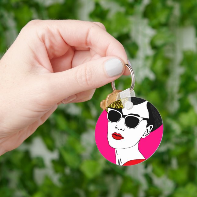 Pop Art Girl Key Ring (Hand)
