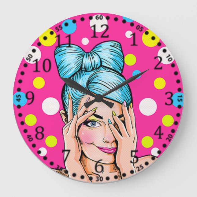 Pop art girl large clock (Front)
