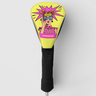 Pop Art Girl Pink Yellow Golf Head Cover
