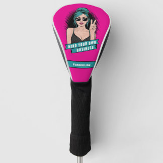 Pop Art Girl Turquoise Pink Golf Head Cover