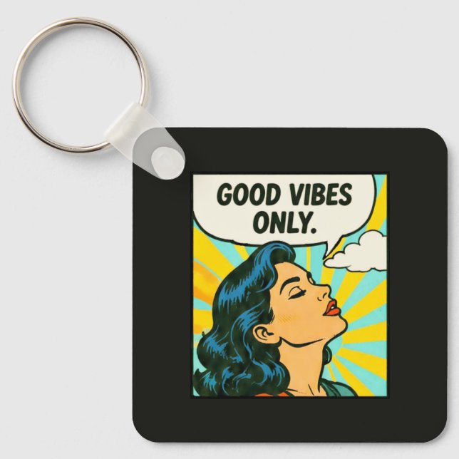 Pop Art “Good Vibes Only” Key Ring (Front)