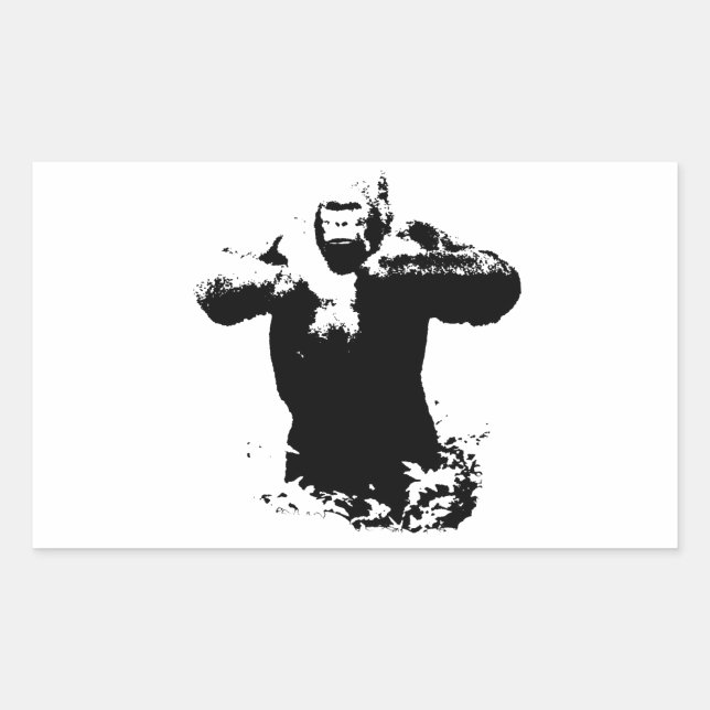 Pop Art Gorilla Beating Chest Rectangle Sticker (Front)