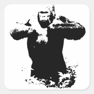 Pop Art Gorilla Beating Chest Square Sticker