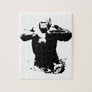 Pop Art Gorilla Beating Chest Wild Animals Jigsaw Puzzle