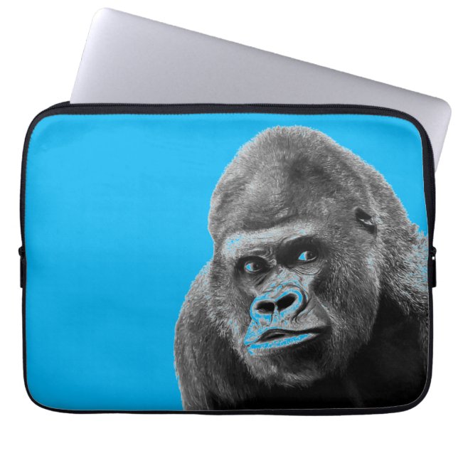 Pop Art Gorilla Blue Grey Laptop Sleeve (Front)