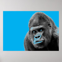 Pop Art Gorilla Blue Grey