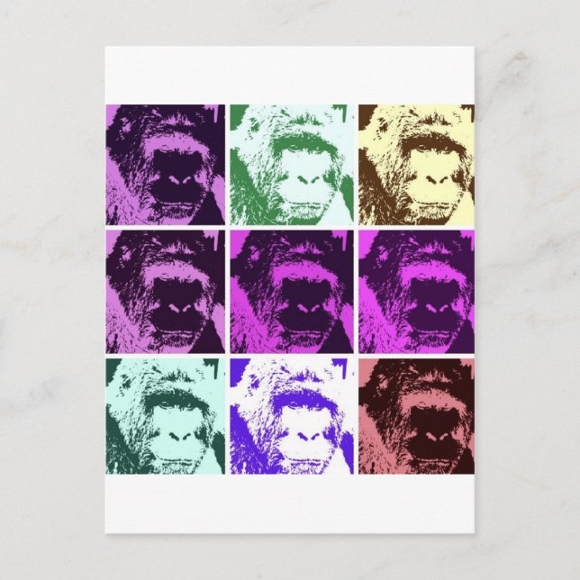 Pop Art Gorilla Faces Postcard (Front)