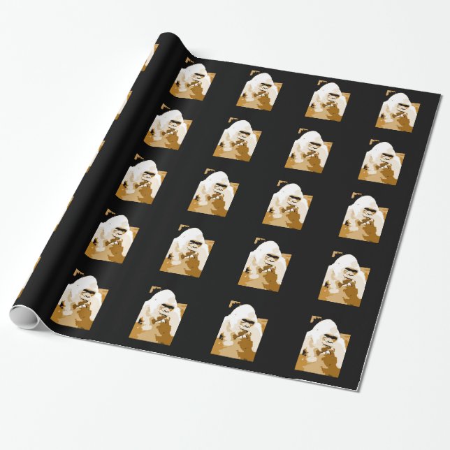 Pop Art Gorilla Stylish Christmas Wrapping Paper (Unrolled)