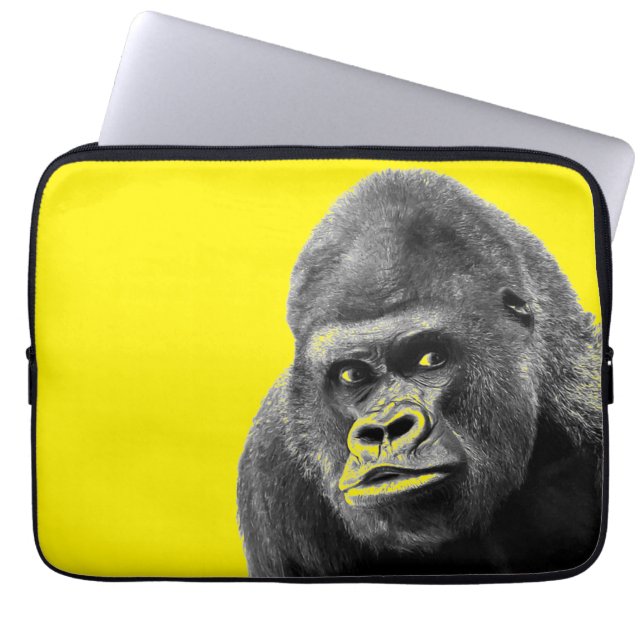 Pop Art Gorilla Yellow Grey Laptop Sleeve (Front)
