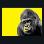 Pop Art Gorilla Yellow Grey Poster<br><div class="desc">Digital Computer Animal Art - College Pop Art - Wild Animal Computer Images</div>