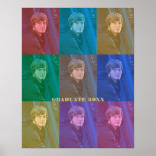 Pop Art Graduation Photo Trendy Retro Colour Block Poster