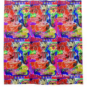 Pop Art Graffiti French Boy Love Me Shower Curtain