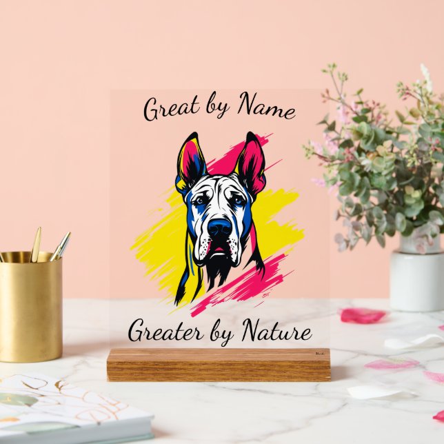 Pop Art Great Dane Customisable Design Acrylic Sign (Wedding)