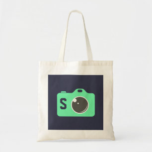 Pop Art Green Camera Blue Monogram Tote Bag