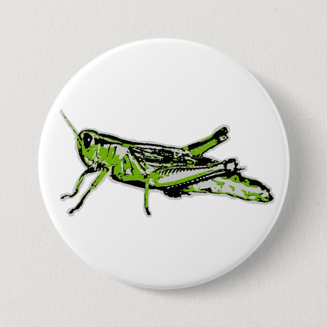 Pop Art Green Grasshopper 7.5 Cm Round Badge (Front)