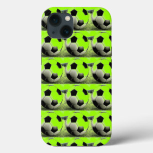 Pop Art Green Soccer Balls iPhone 13 Case