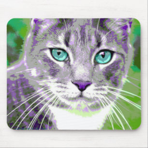 Pop Art Grey Tabby Cat Mouse Pad