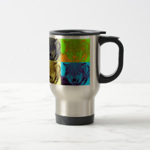 Pop Art Grey Wolf Travel Mug
