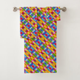 Pop Art grunge Colour Blocks Bath Towel Set