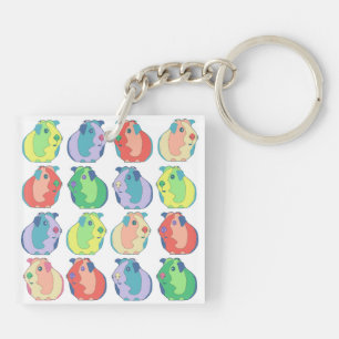 Pop Art Guinea Pig Pattern Key Ring