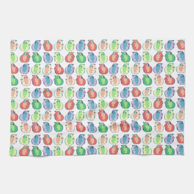 Pop Art Guinea Pig Pattern Tea Towel (Horizontal)