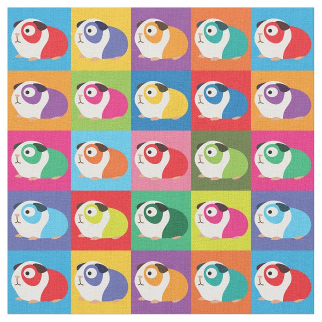 Pop Art Guinea Pigs Fabric (Close Up)